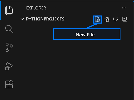 Кнопка New File в панели Explorer VS Code
